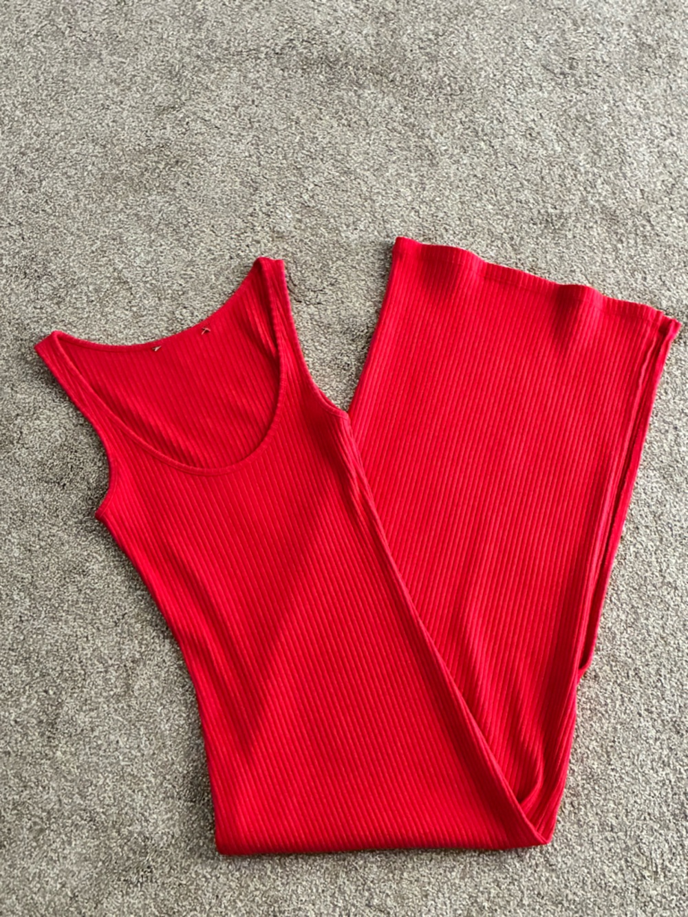 Ribbed Red Maxi Tank Dress